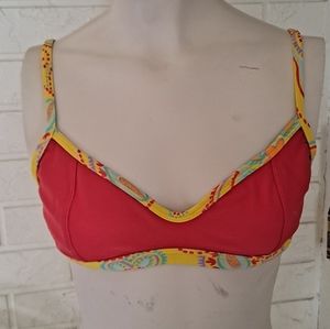 Nusa Dua red bikini top with yellow trim Brazilian brand Nusa Dua